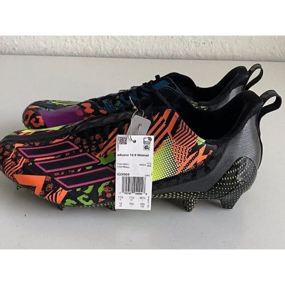 Adidas Men's adizero 12.0 Mismatch Football Cleats IG9569 Black Multi Men’s 12 - Picture 8 of 13